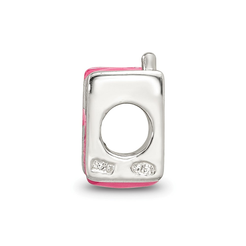 Sterling Silver Reflections Kids Enameled Pink Cell Phone Bead