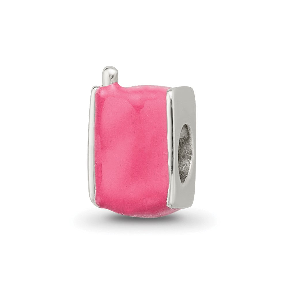 Sterling Silver Reflections Kids Enameled Pink Cell Phone Bead