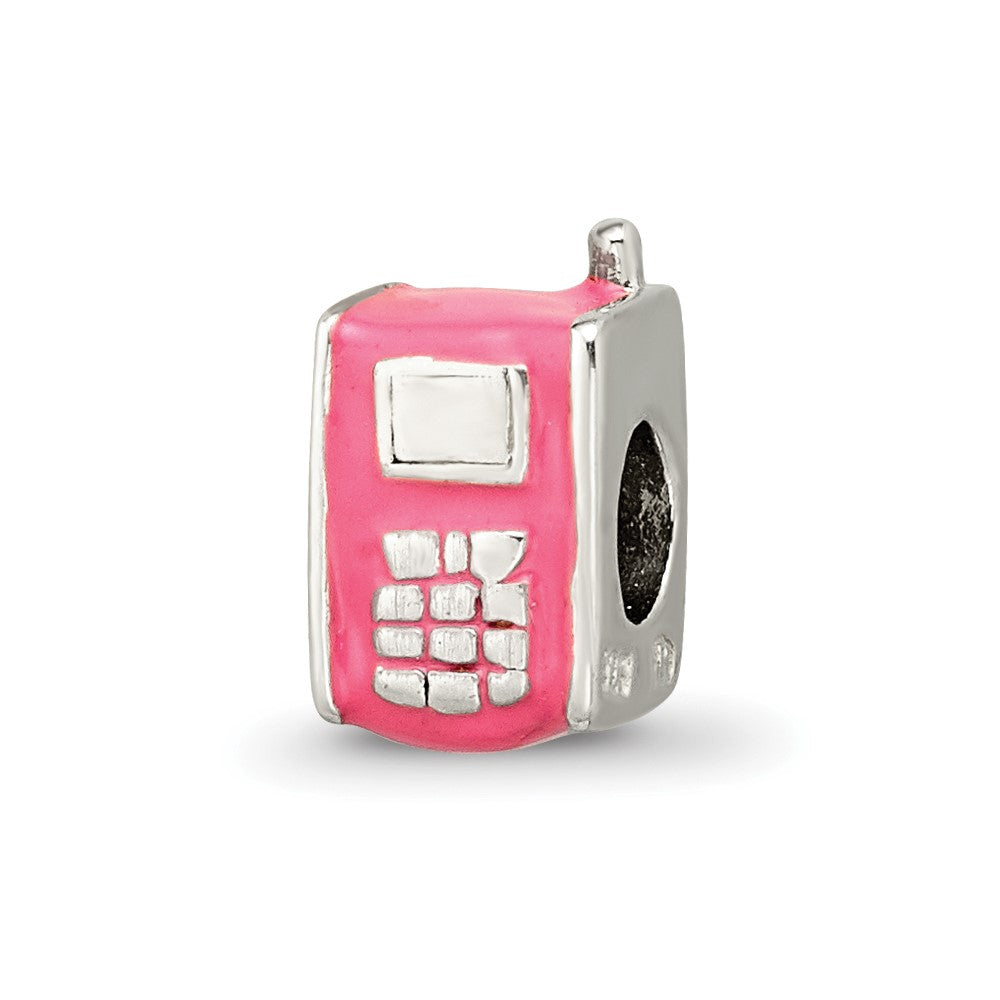 Sterling Silver Reflections Kids Enameled Pink Cell Phone Bead