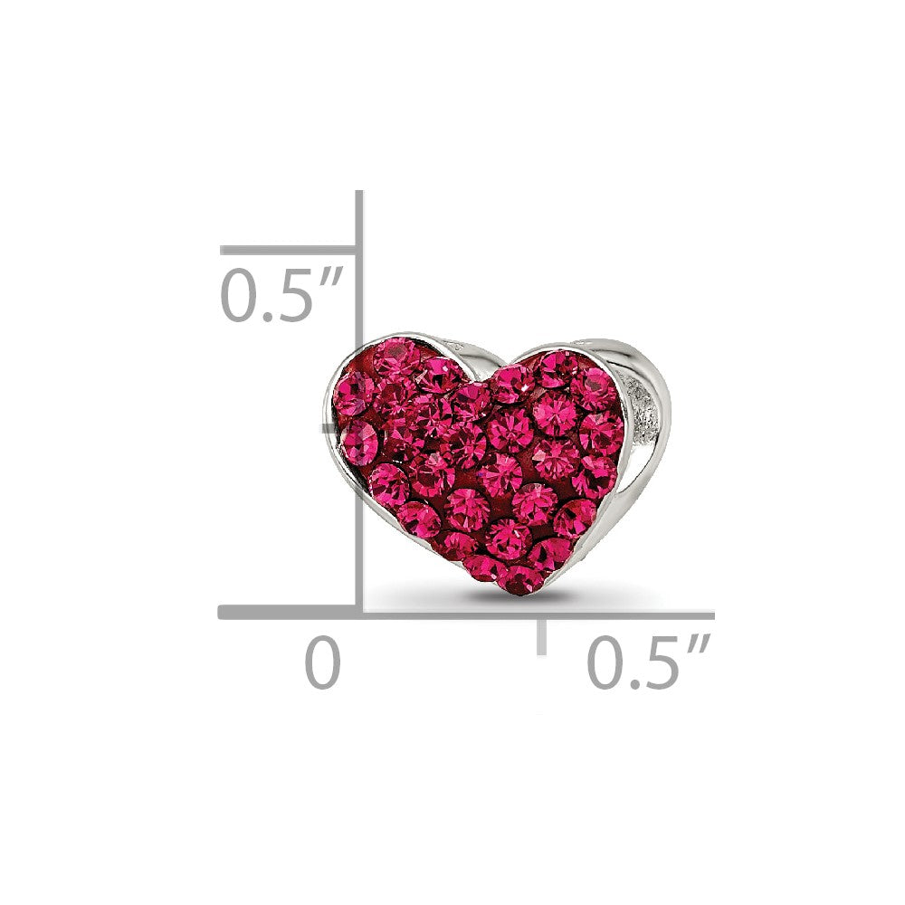 Sterling Silver Reflections Red Preciosa Crystal Heart Bead