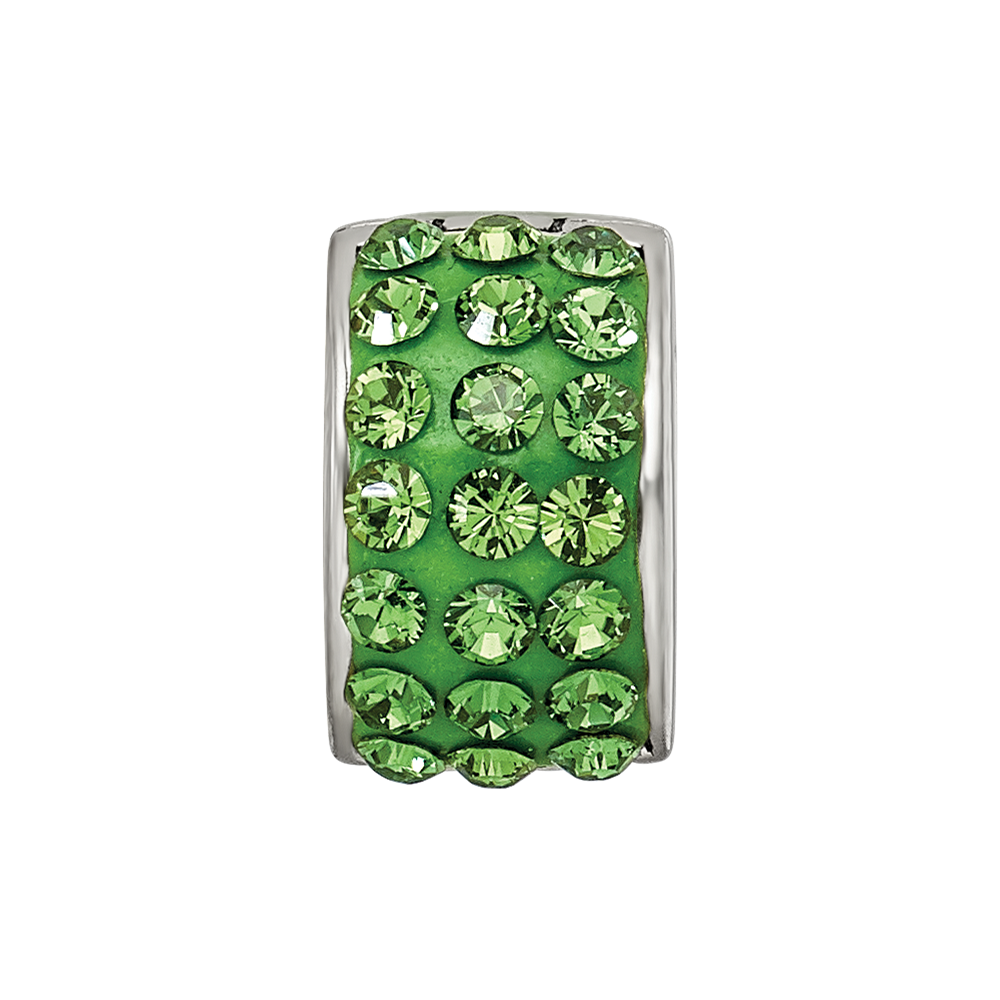 Sterling Silver Refletions Green Preciosa Crystal Bead