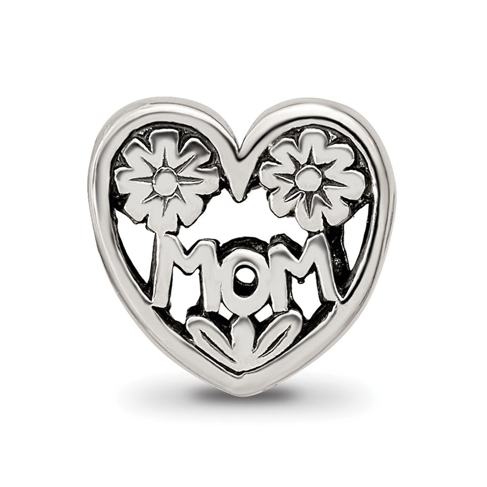 Sterling Silver Reflections Mom Heart Bead