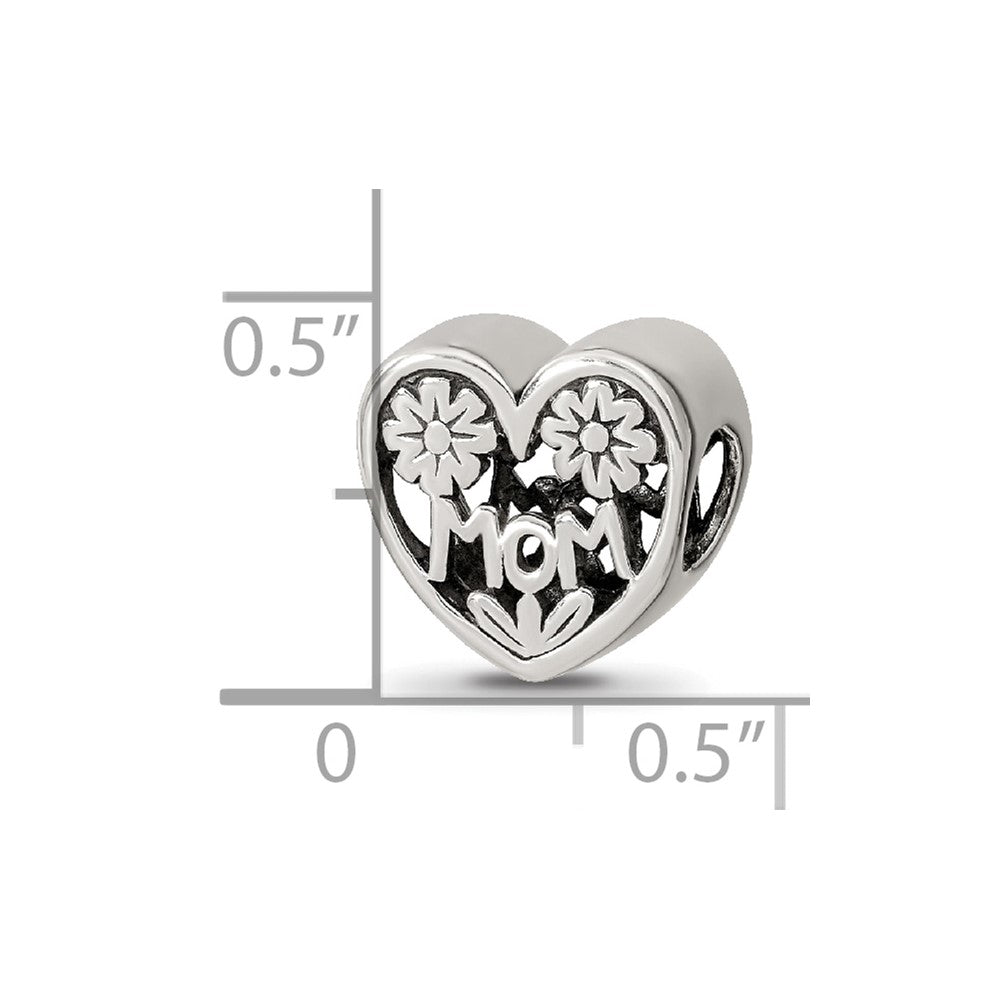 Sterling Silver Reflections Mom Heart Bead
