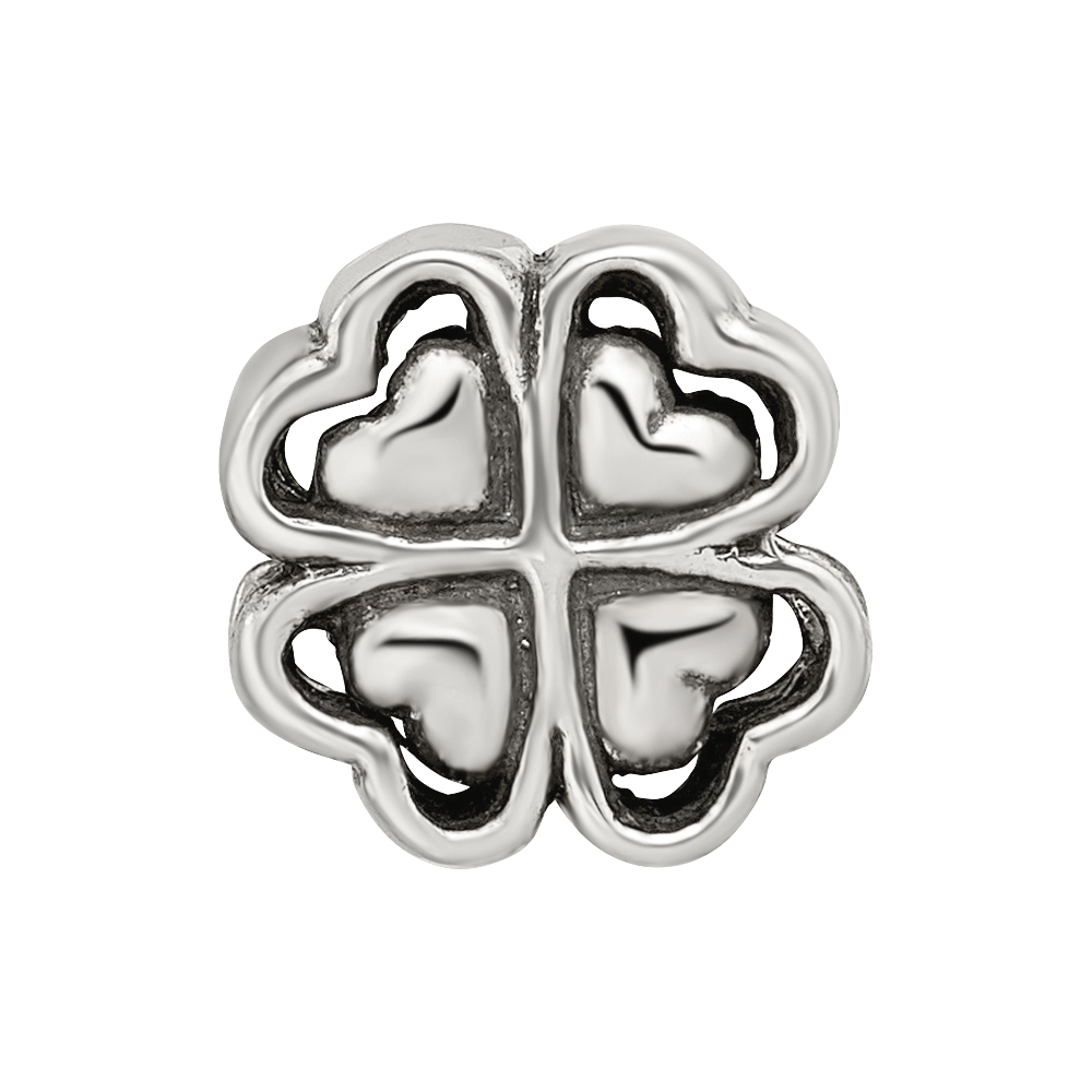 Sterling Silver Reflections Four Leaf Heart Clover Bead
