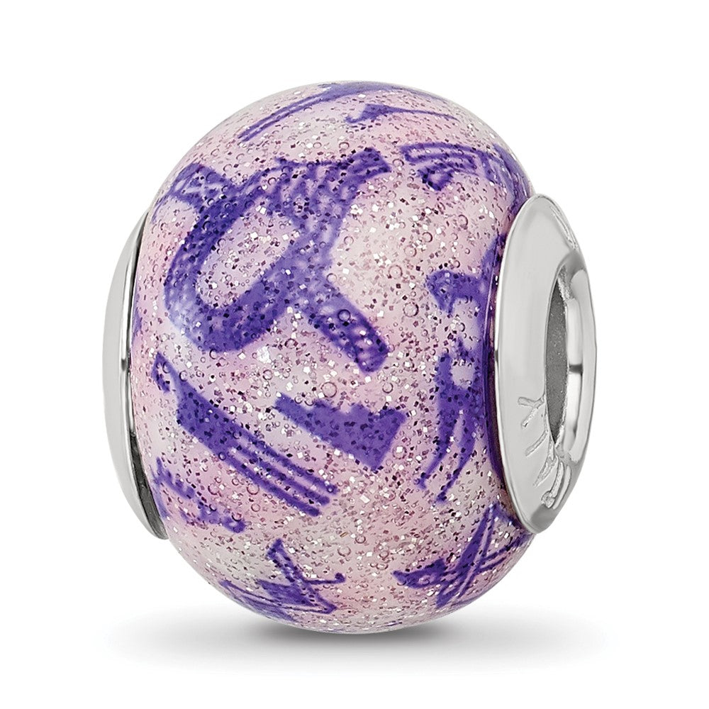 Sterling Silver Reflections Italian Decorative Purple Glass Bead