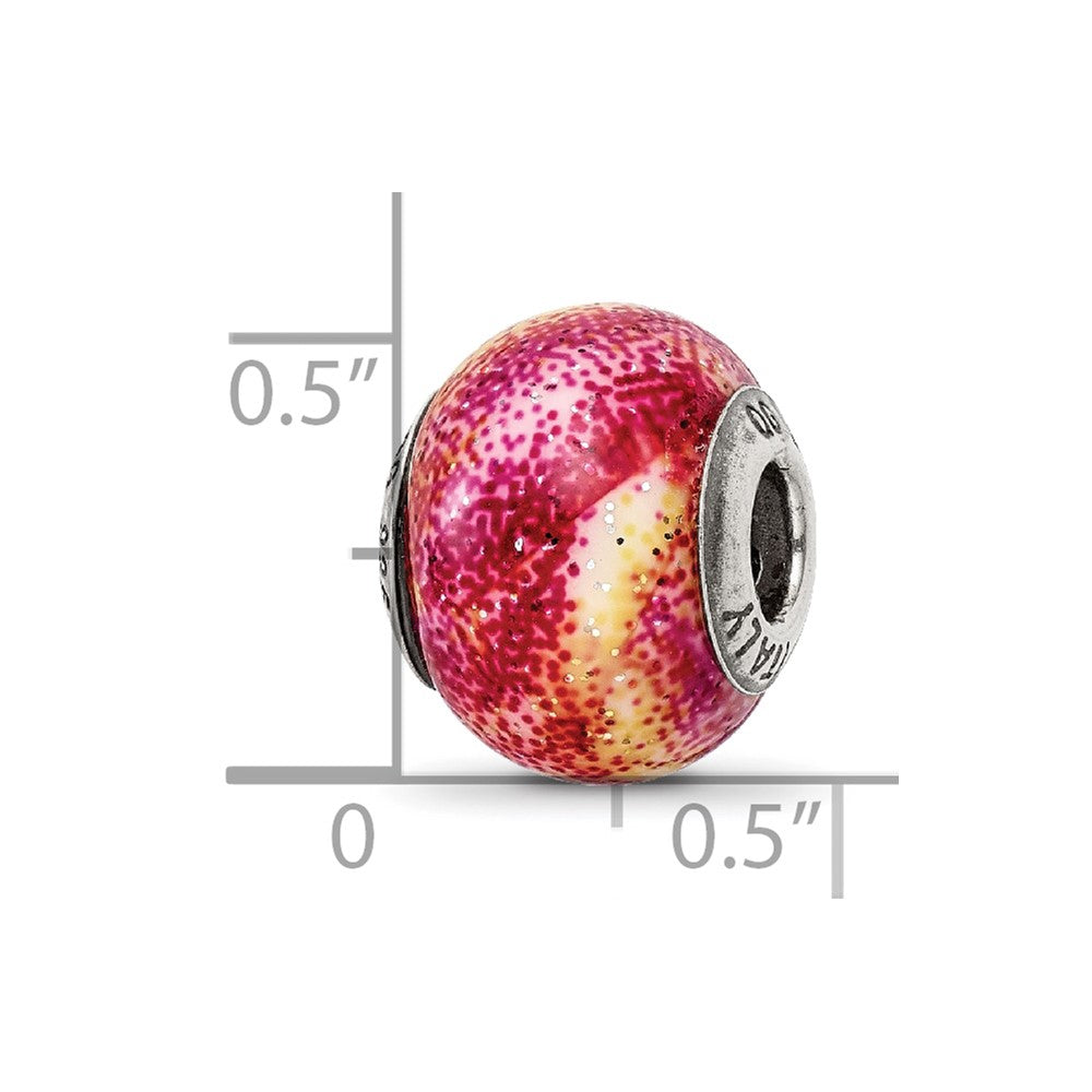 Sterling Silver Reflections Italian Fuschia & Yellow Glass Bead