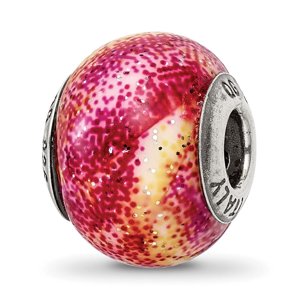 Sterling Silver Reflections Italian Fuschia & Yellow Glass Bead