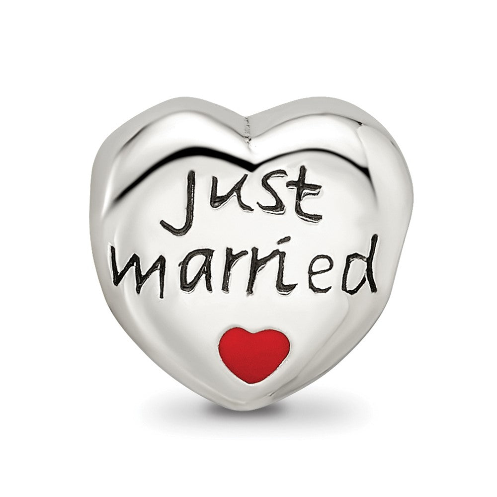 Sterling Silver Reflections Enameled Just Married Heart Bead