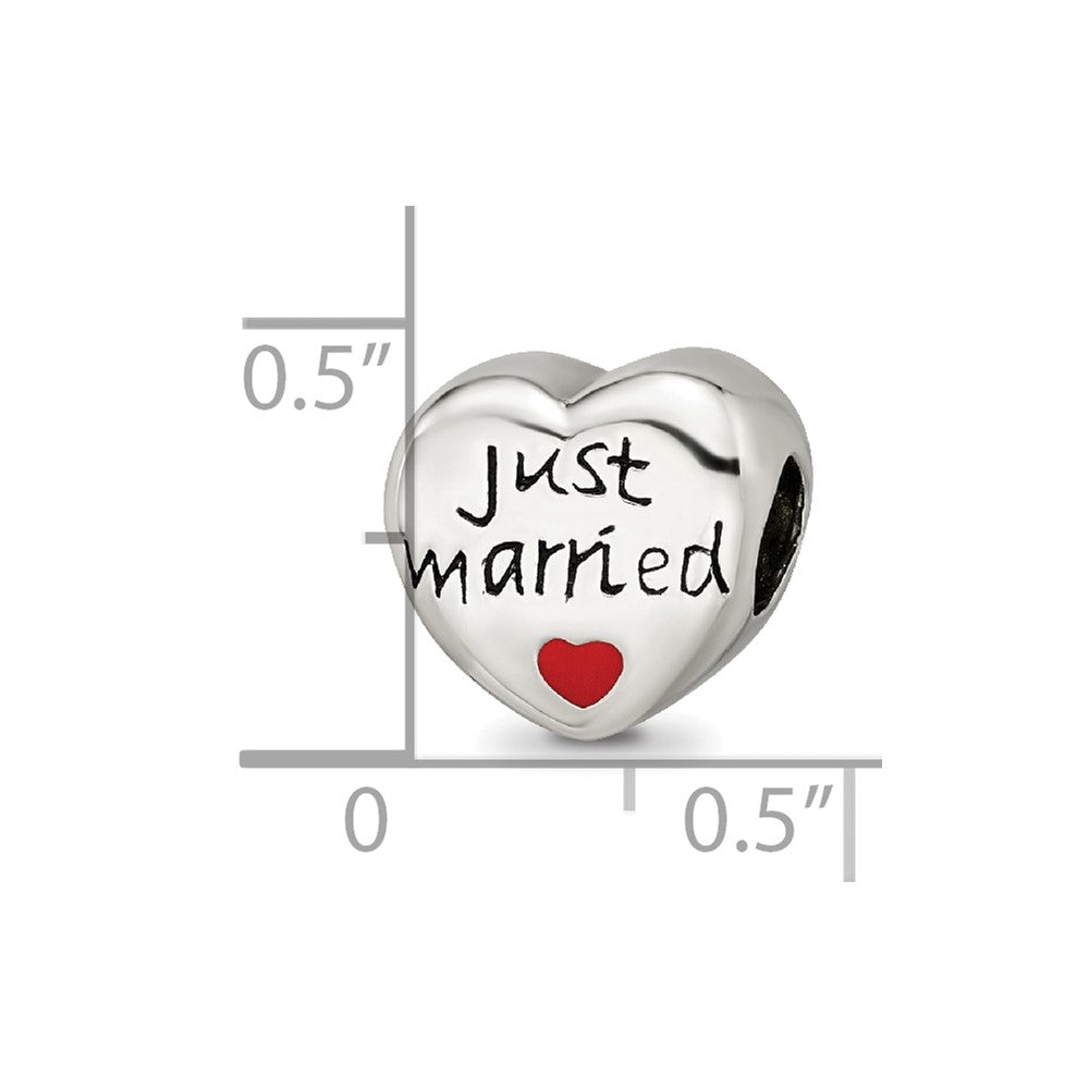 Sterling Silver Reflections Enameled Just Married Heart Bead