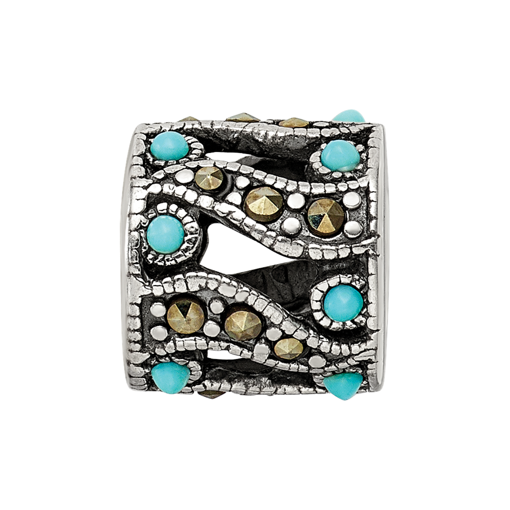 Sterling Silver Reflections Marcasite & Turquoise Bead