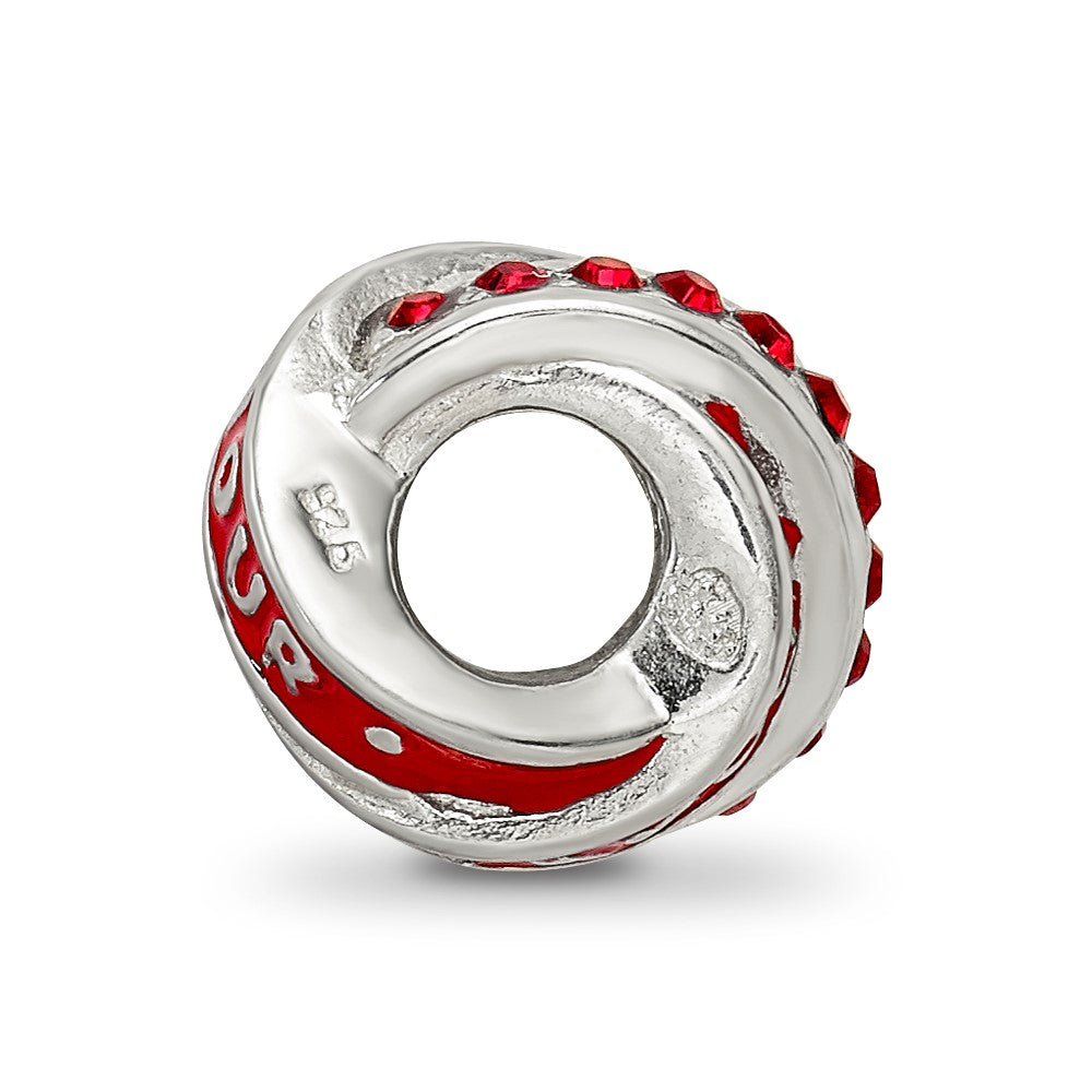 Sterling Silver Reflections Love/Amour Red Preciosa Crystal Bead