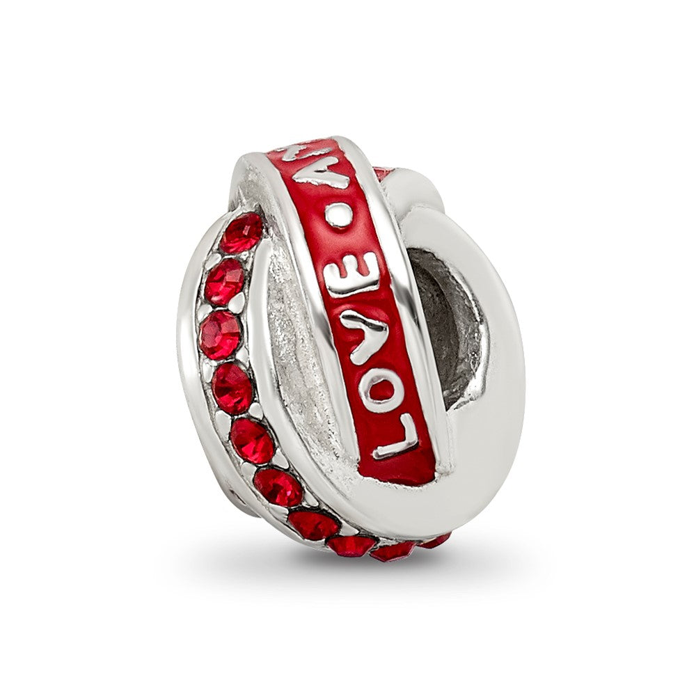 Sterling Silver Reflections Love/Amour Red Preciosa Crystal Bead