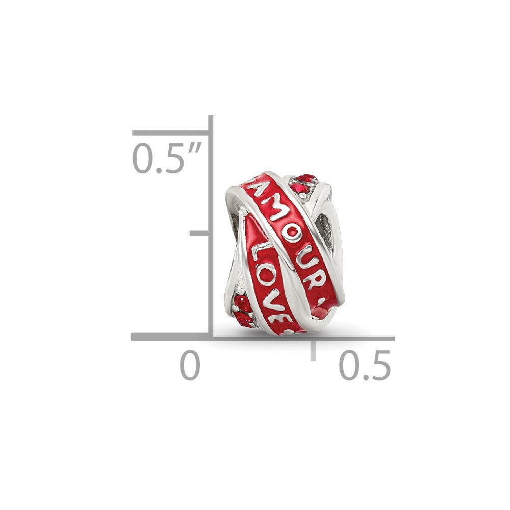 Sterling Silver Reflections Love/Amour Red Preciosa Crystal Bead