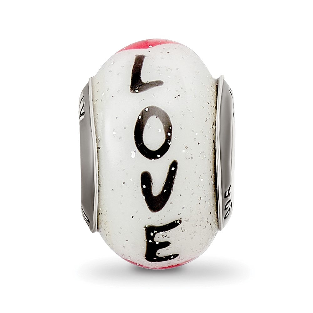 Sterling Silver Reflections Love w/Hearts Italian Glass Bead