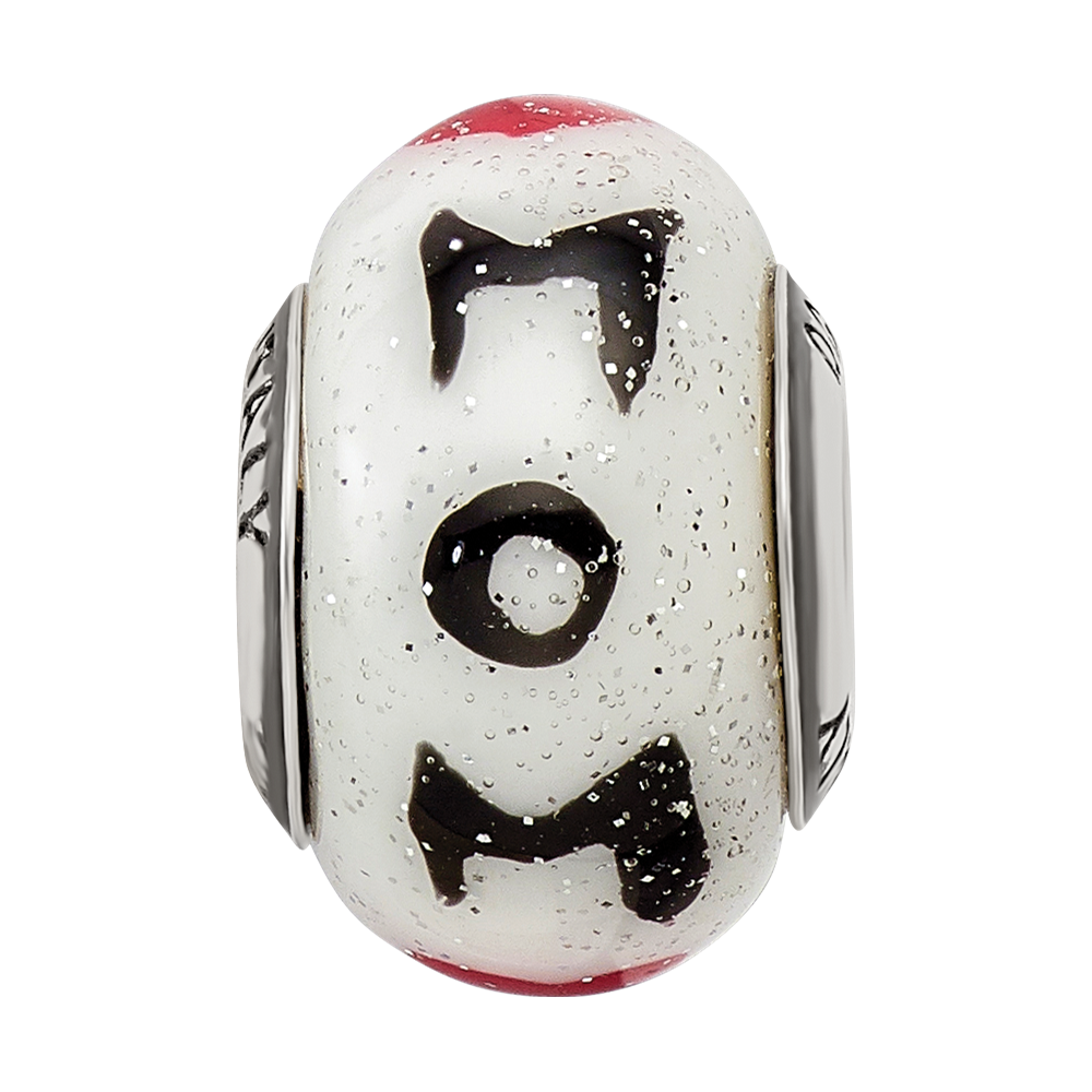 Sterling Silver Reflections Mom w/Hearts Italian Glass Bead