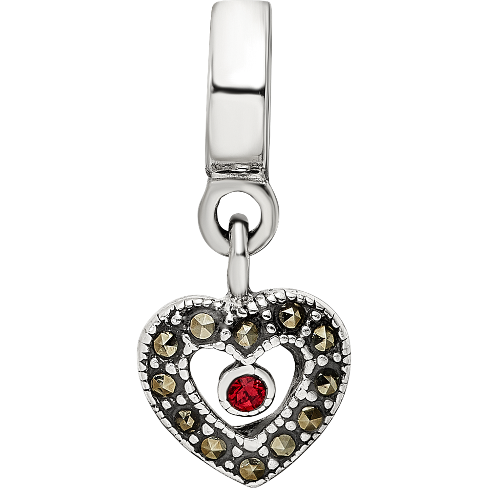 Sterling Silver Reflections Marcasite Heart Dangle Bead