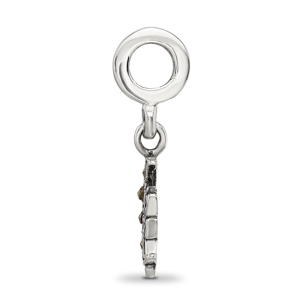 Sterling Silver Reflections Marcasite Cat & Moon Dangle Bead