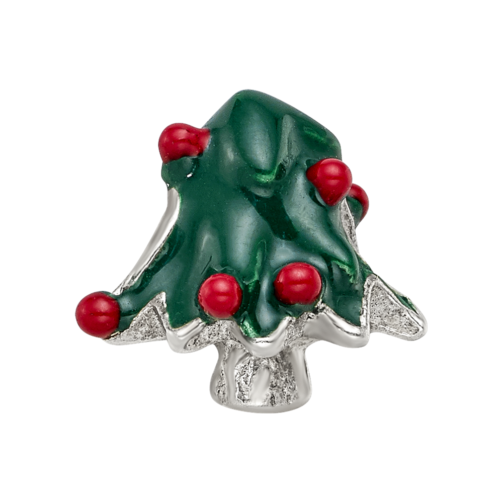 Sterling Silver Reflections Enameled Christmas Tree Bead