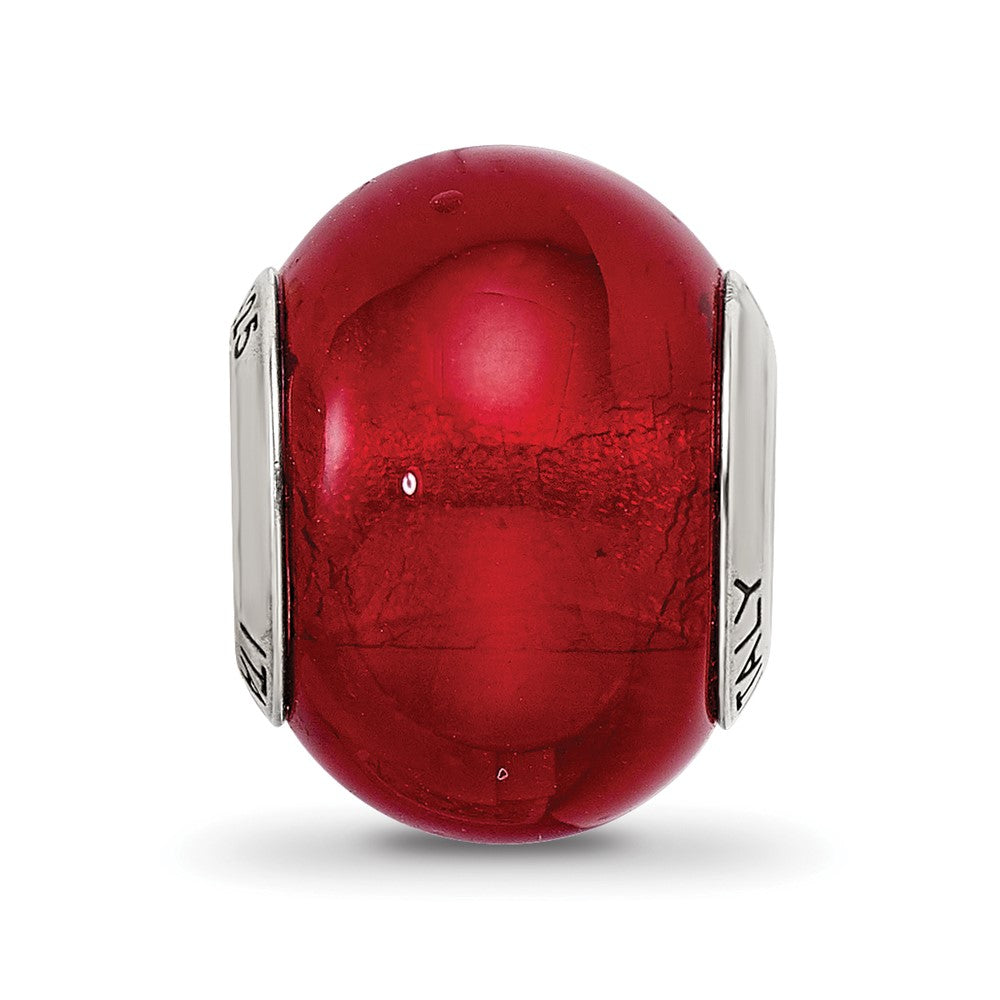 Sterling Silver Reflections Red Italian Murano Glass Bead