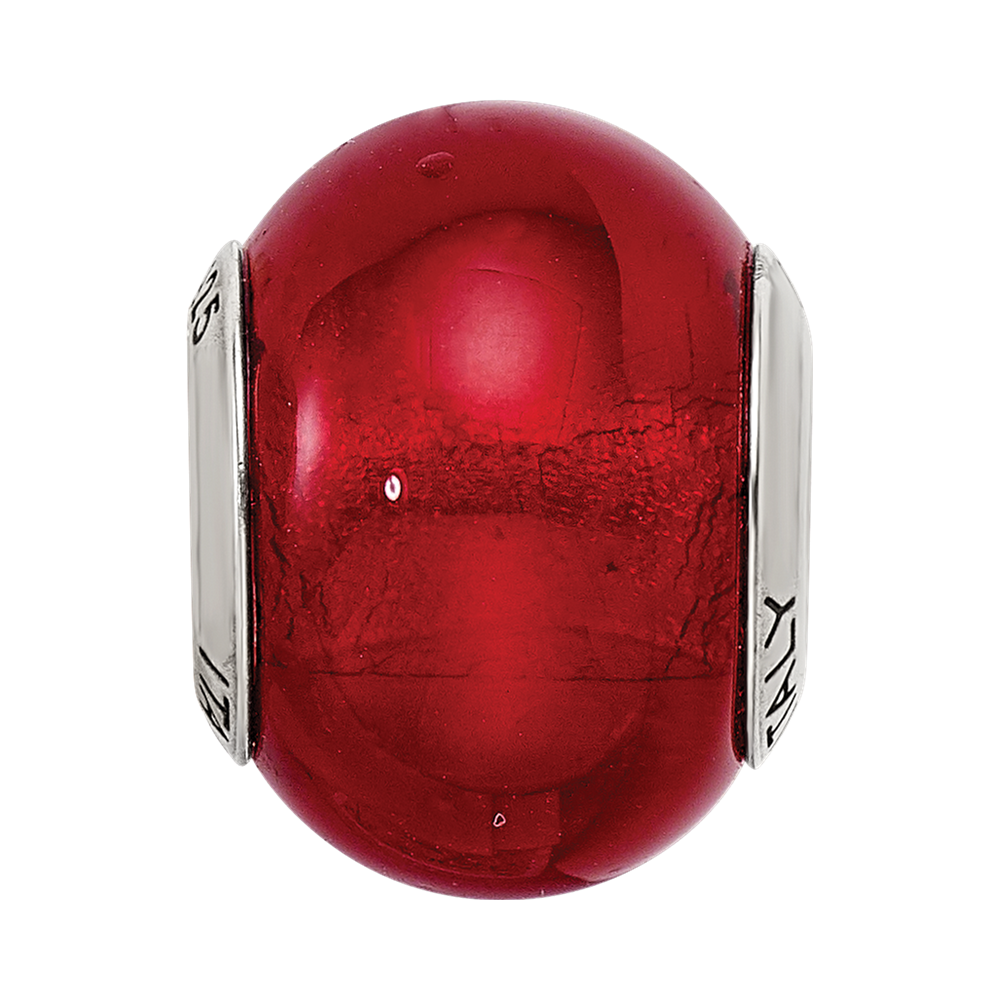 Sterling Silver Reflections Red Italian Murano Glass Bead