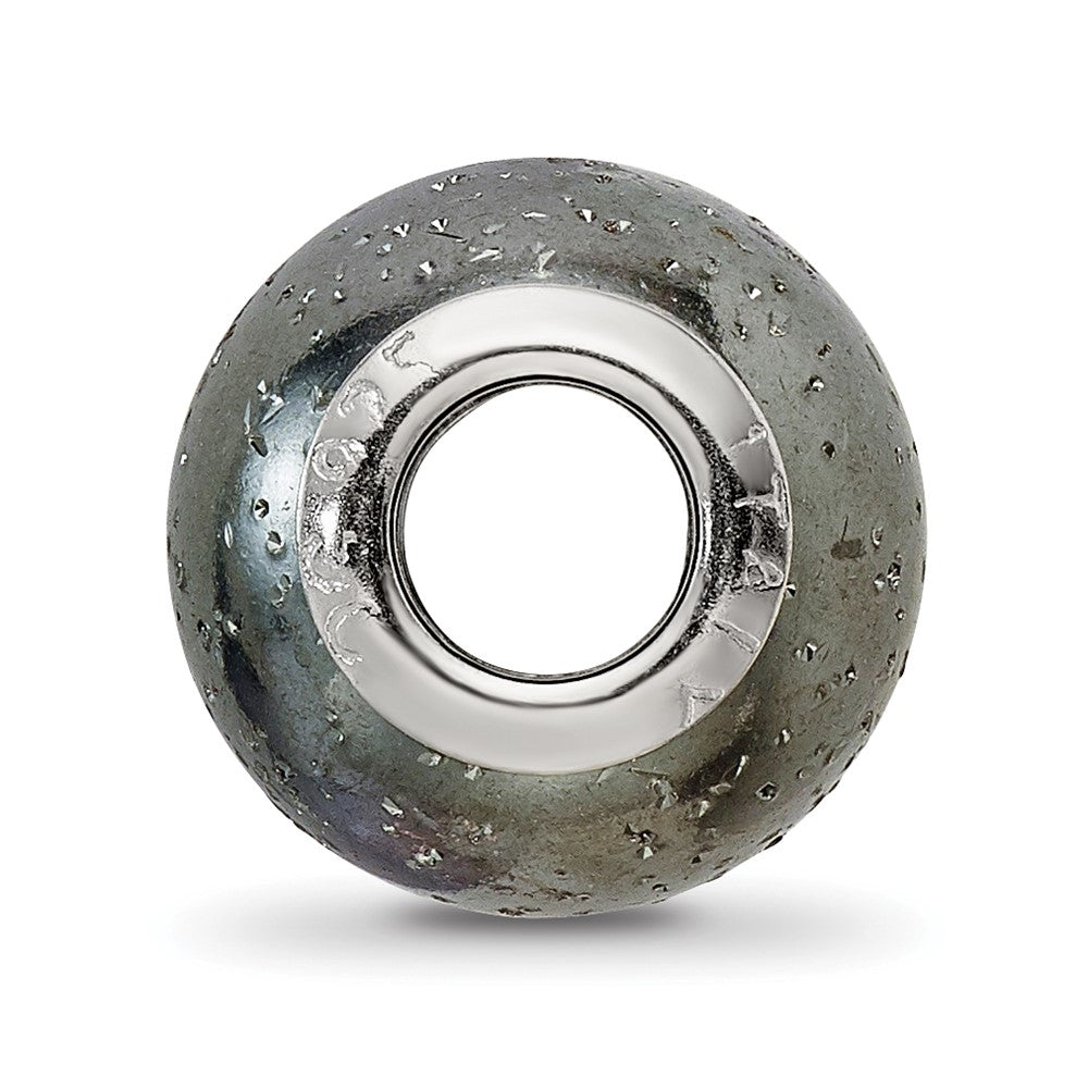 Sterling Silver Reflections Laser Etched and Black w/Sparkles Bead