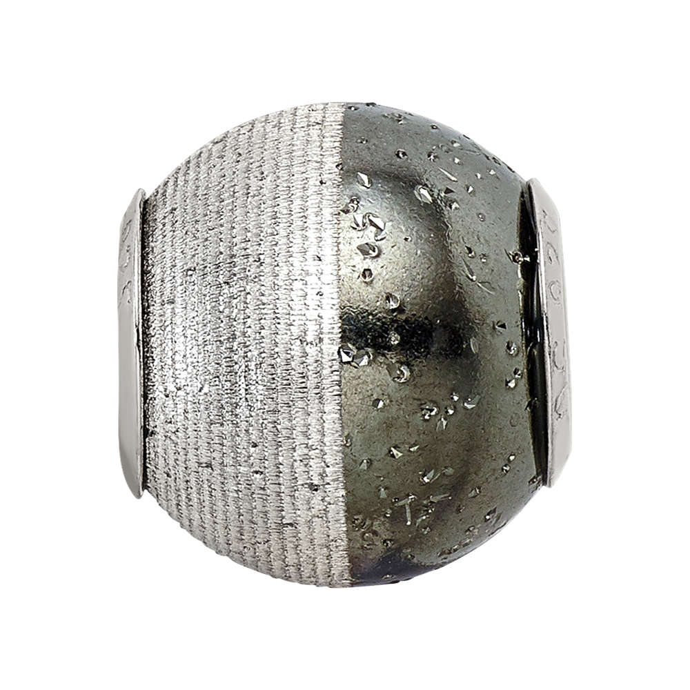 Sterling Silver Reflections Laser Etched and Black w/Sparkles Bead