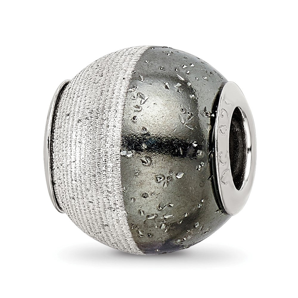 Sterling Silver Reflections Laser Etched and Black w/Sparkles Bead