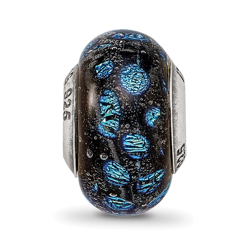 Sterling Silver Reflections Blue Dots Glass Bead