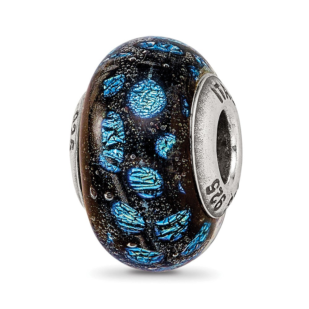 Sterling Silver Reflections Blue Dots Glass Bead