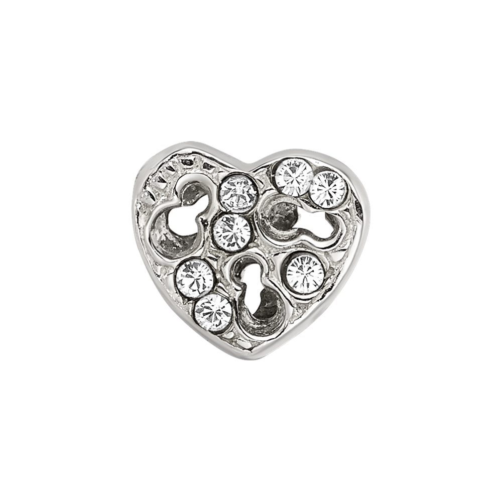 Sterling Silver Reflections Kids Cut-out Heart & Preciosa Crystal Bead