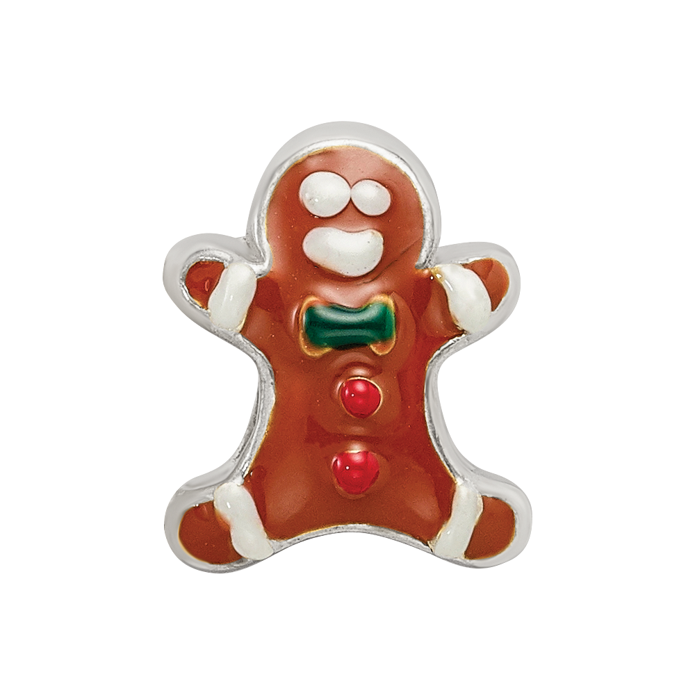 Sterling Silver Reflections Enameled Gingerbread Man Bead