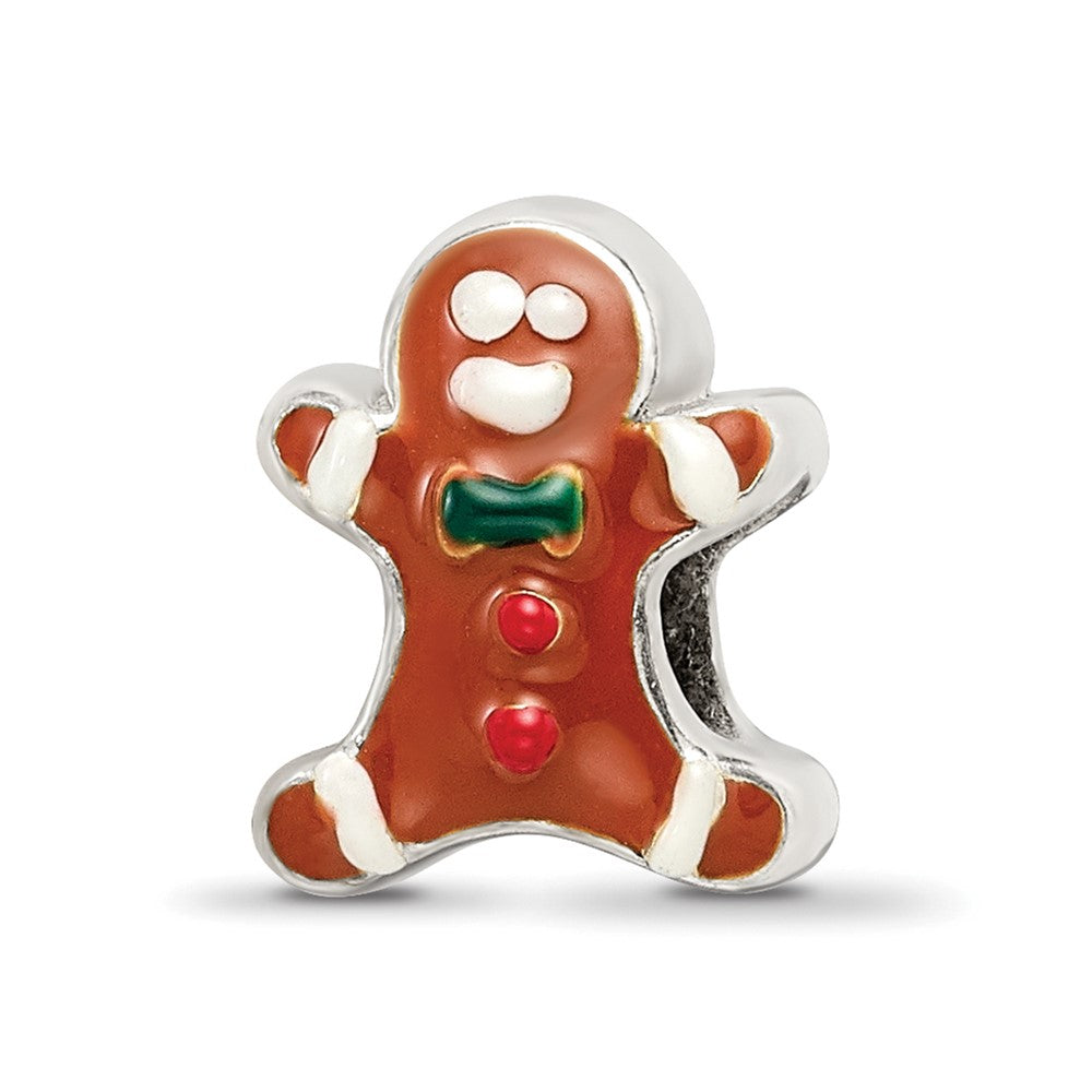 Sterling Silver Reflections Enameled Gingerbread Man Bead