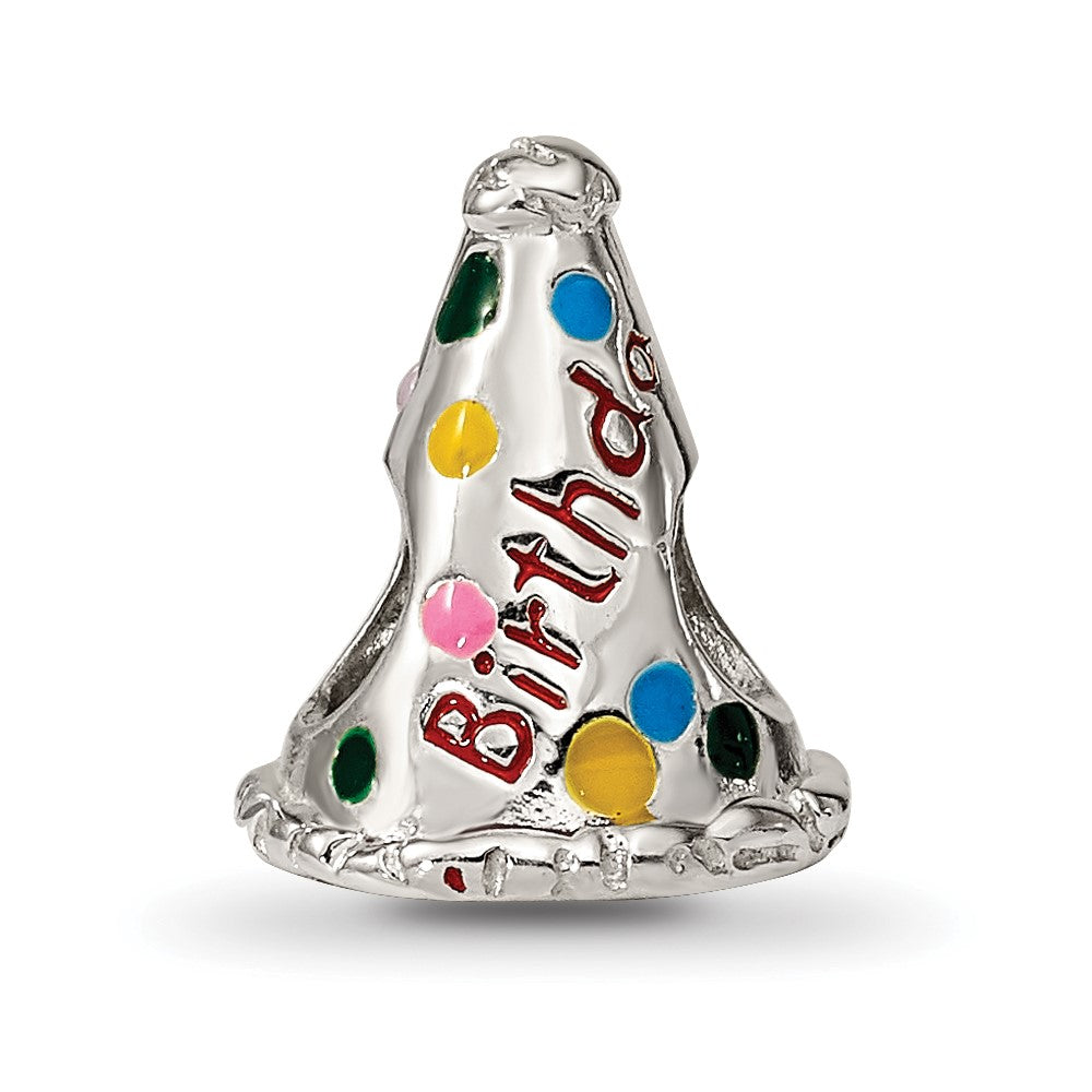Sterling Silver Reflections Enameled Happy Birthday Hat Bead