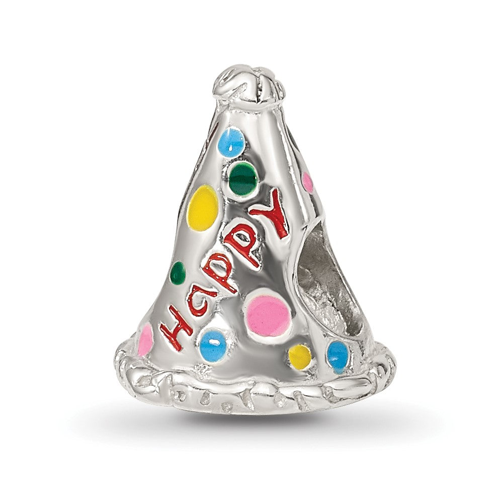 Sterling Silver Reflections Enameled Happy Birthday Hat Bead
