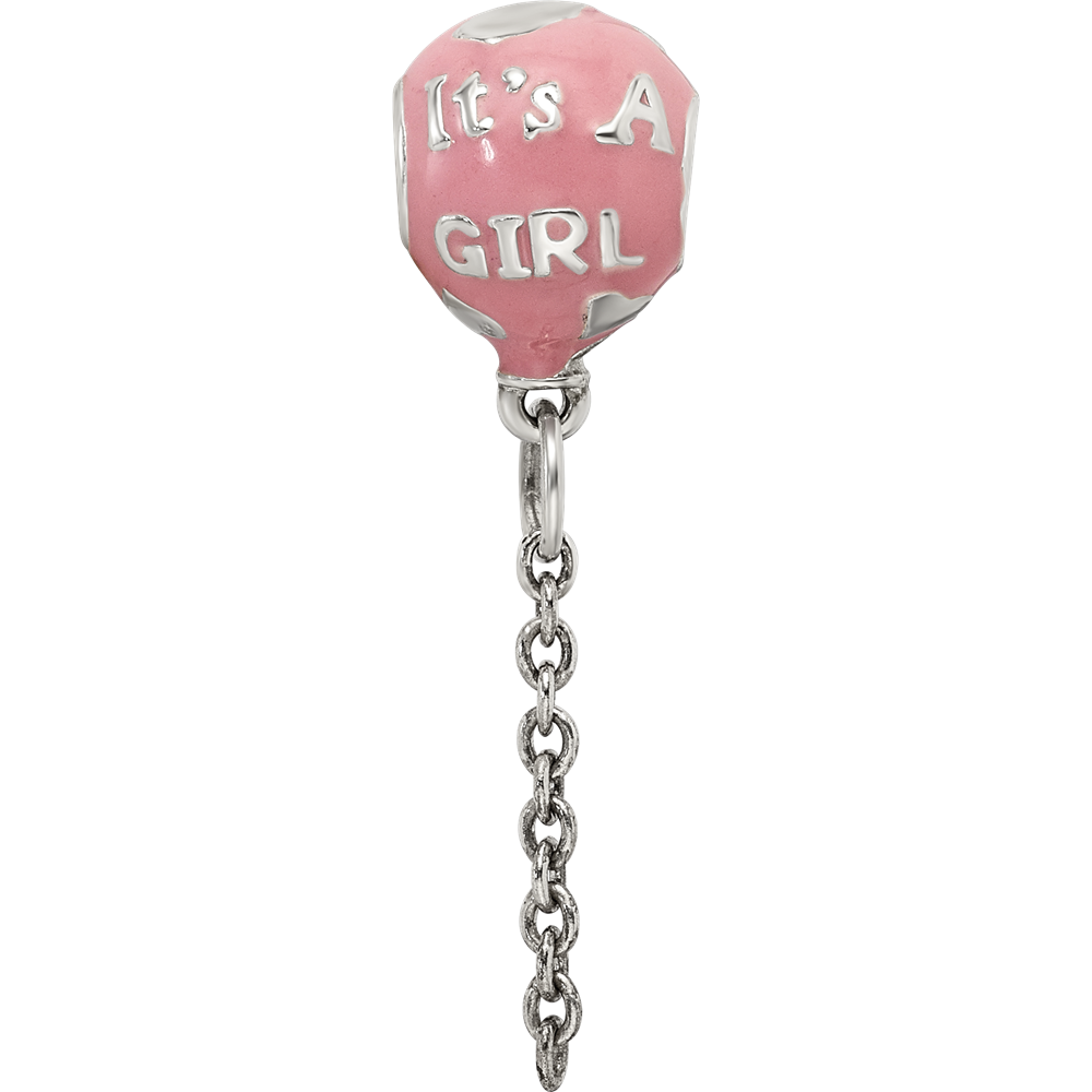 Sterling Silver Reflections Enameled It's a Girl Balloon Bead