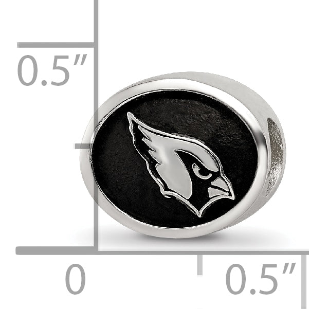 Sterling Silver Enameled LogoArt Arizona Cardinals NFL Bead Size: 10MM X 11MM