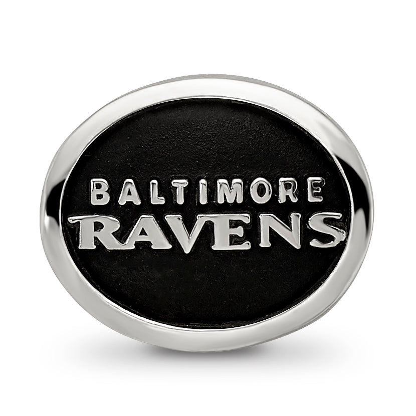 Sterling Silver LogoArt Enameled Baltimore Ravens NFL Bead Size: 10MM X 11MM