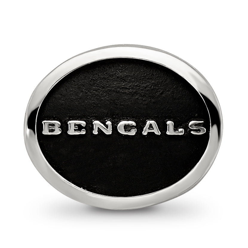 Sterling Silver LogoArt Enameled Cincinnati Bengals NFL Bead Size: 10MM X 11MM