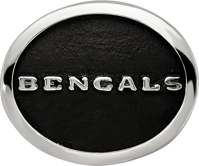 Sterling Silver LogoArt Enameled Cincinnati Bengals NFL Bead Size: 10MM X 11MM