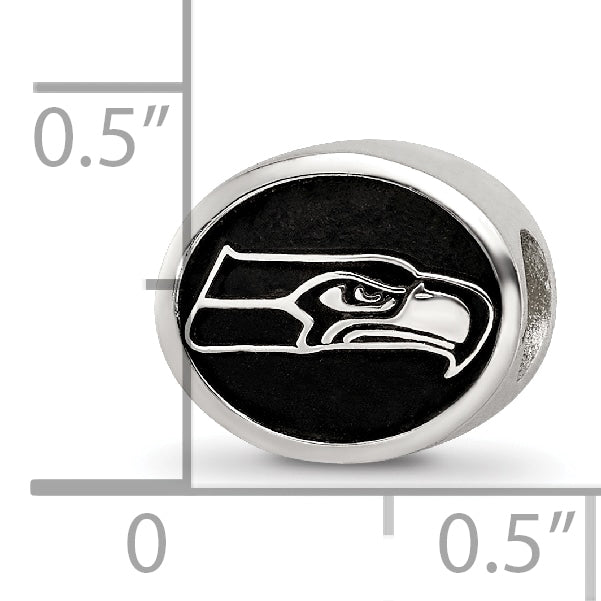 Sterling Silver LogoArt Enameled Seattle Seahawks NFL Bead Size: 10MM X 11MM