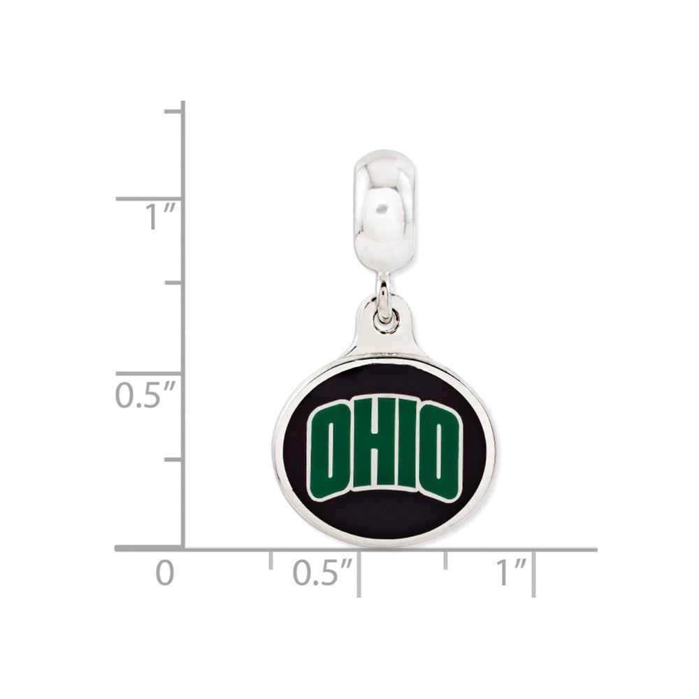 Sterling Silver Ohio University Collegiate Enameled Dangle Bead