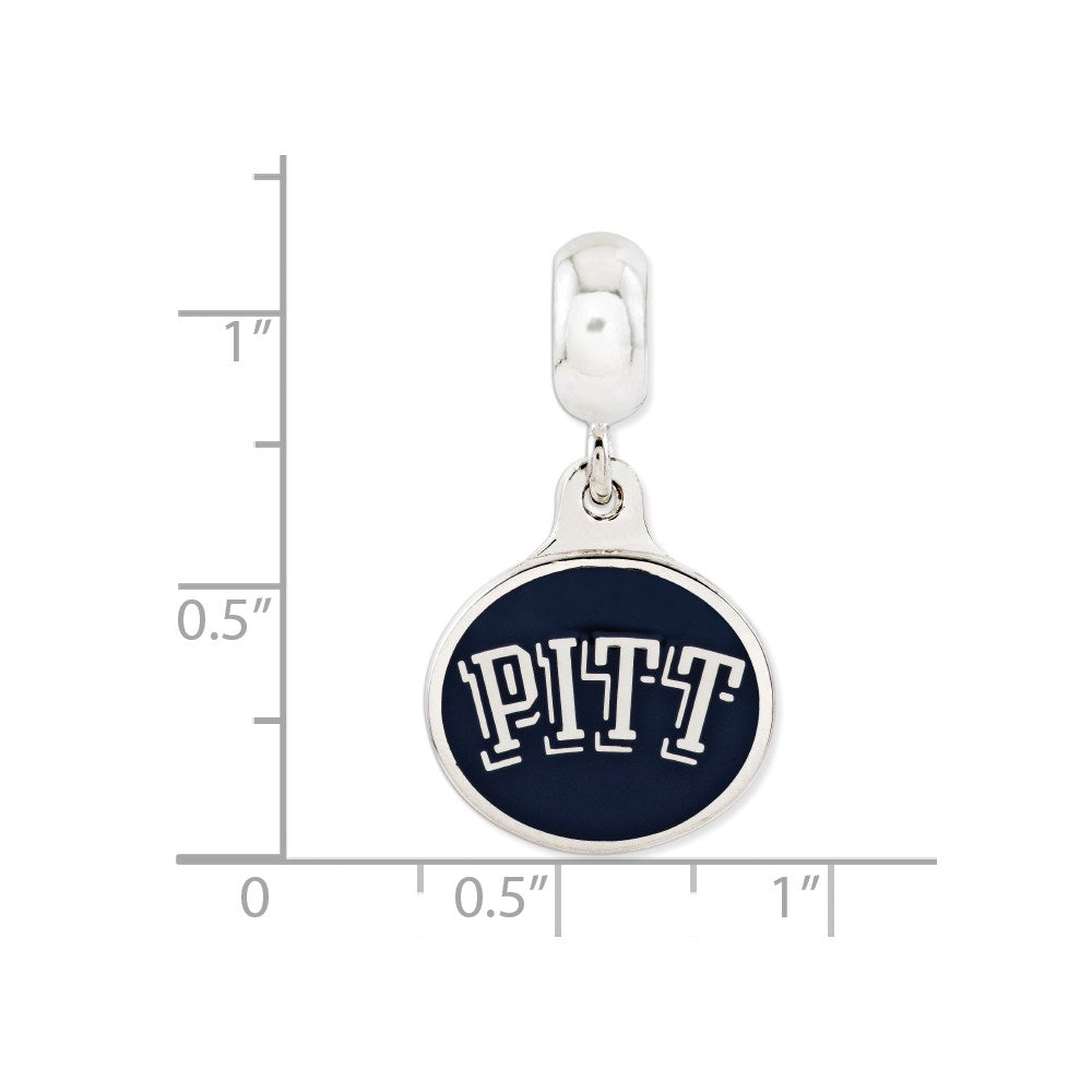 Sterling Silver University of Pittsburgh Collegiate Enameled Dangle Bead