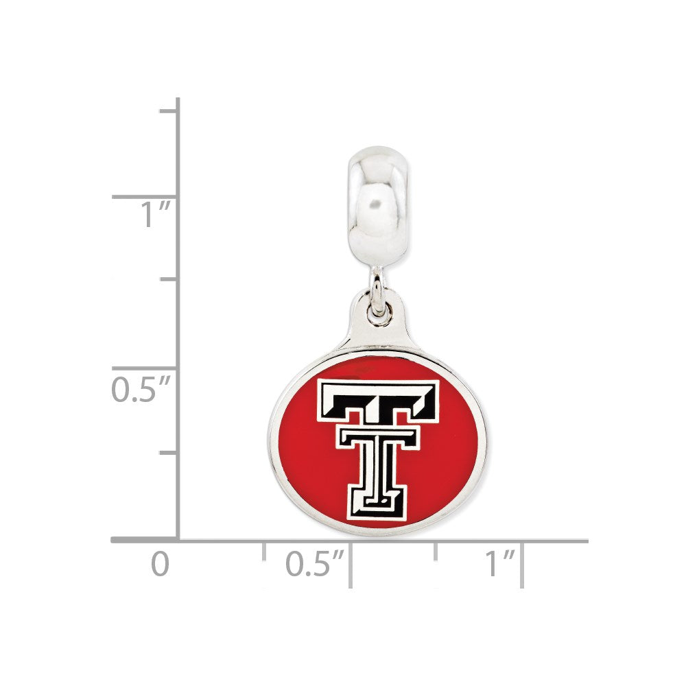 Sterling Silver Texas Tech University Collegiate Enameled Dangle Bead