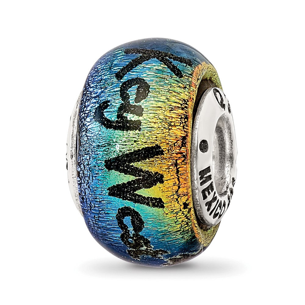 Sterling Silver Reflections Key West Orange Dichroic Glass Bead