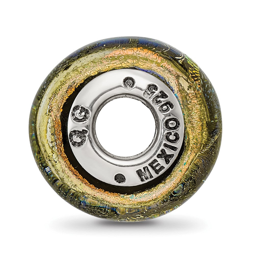 Sterling Silver Reflections Bahama Orange Dichroic Glass Bead