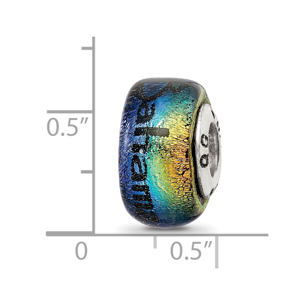 Sterling Silver Reflections Bahama Orange Dichroic Glass Bead