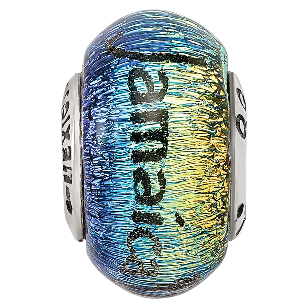 Sterling Silver Reflections Jamaica Orange Dichroic Glass Bead