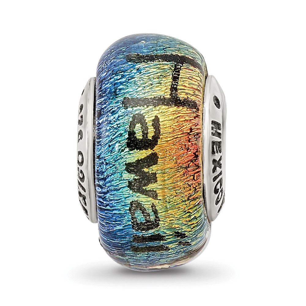 Sterling Silver Reflections Hawaii Orange Dichroic Glass Bead