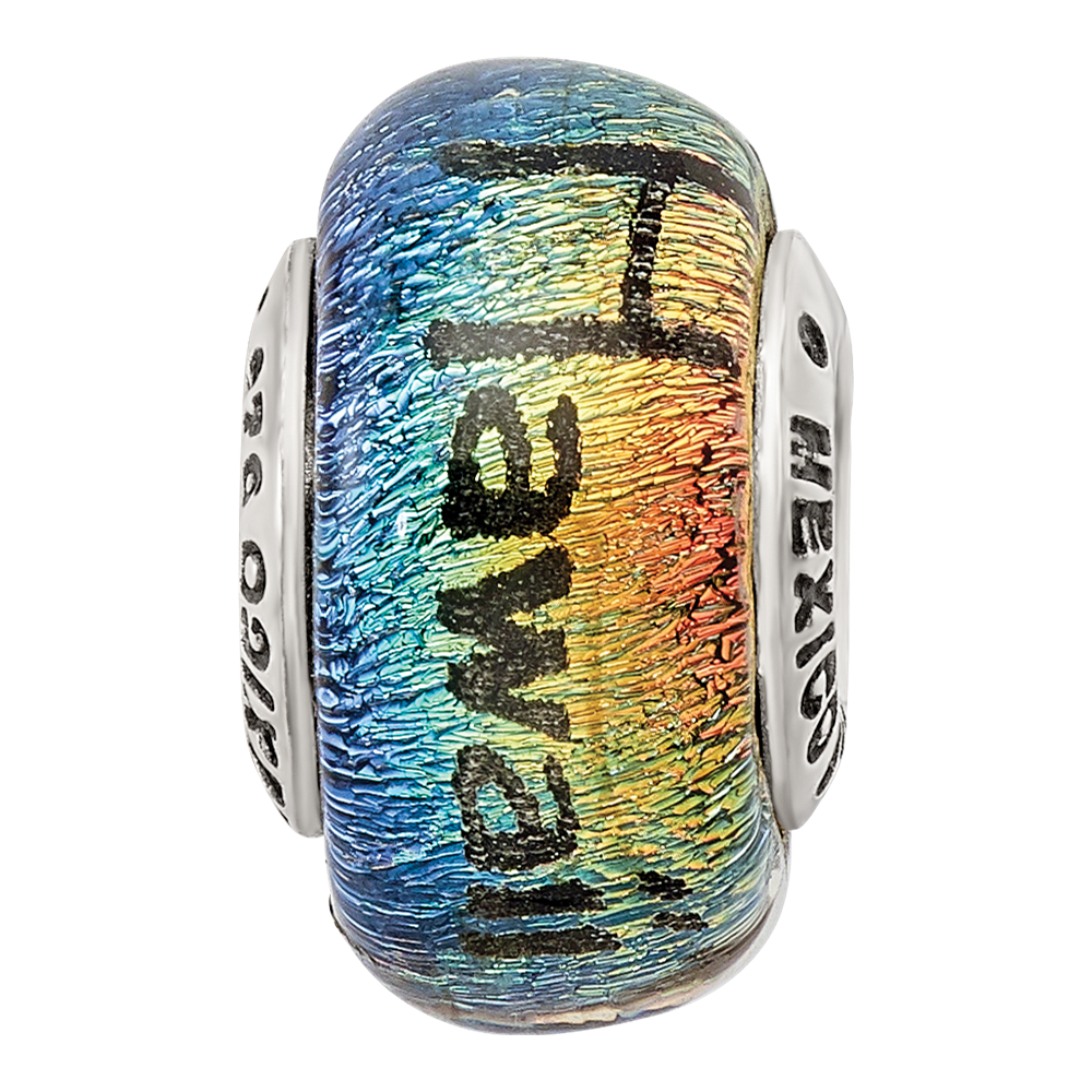 Sterling Silver Reflections Hawaii Orange Dichroic Glass Bead