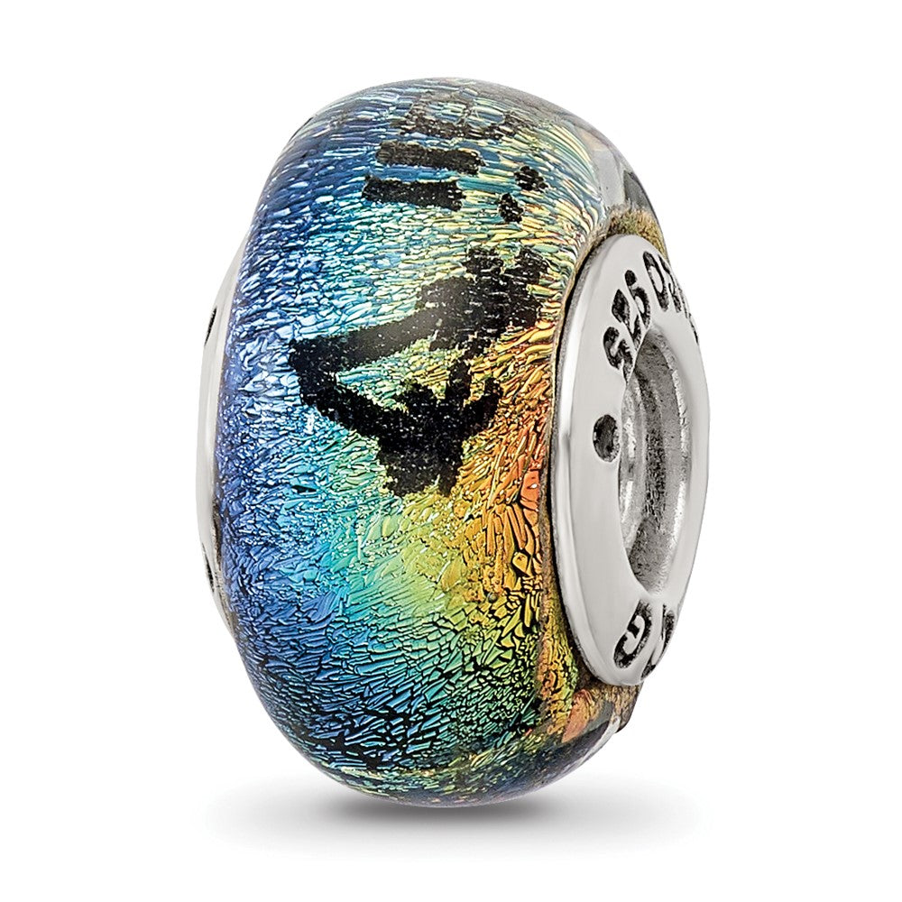 Sterling Silver Reflections Hawaii Orange Dichroic Glass Bead